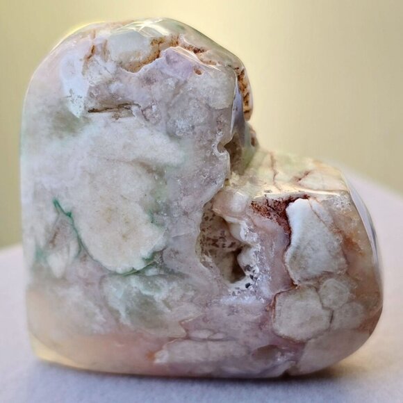Cherry Blossom Agate Heart Crystal ✦ 41g Polished Healing Stone ✦ One-of-a-Kind - Picture 7 of 15